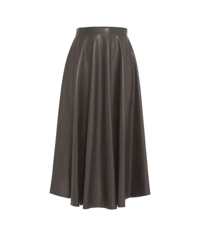 Gender Flared Skirt In Faux Leather In Brown