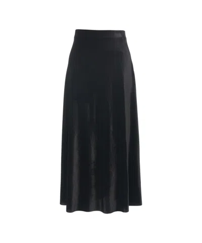 Gender Flowing Maxi Skirt With Subtle Shimmer In Black