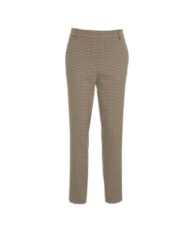 Gender Plaid Chinos With Concealed Zip And Tailored Fit In Brown