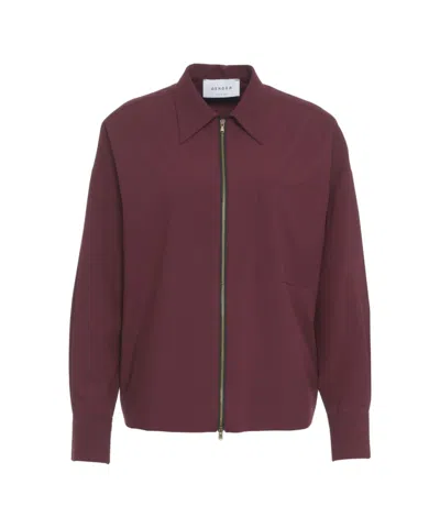 Gender Red Blouson With Shirt Collar In Burgundy
