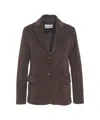 Gender Ribbed Corduroy Blazer With Notched Collar In Brown