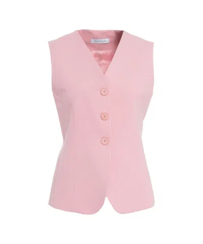 Gender Rose-colored Single-breasted Vest With Adjustable Straps In Pink