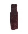 Gender Strapless Burgundy Midi Dress With Allover Sequin Detailing In Brown