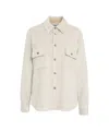 Gender Textured Corduroy Blouse With Classic Collar In Neutral