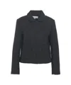 Gender Textured Woven Structured Jacket With Classic Collar In Black