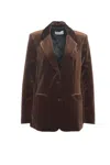 Gender Velvet Blazer With Peak Lapels In Brown
