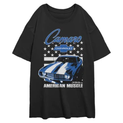 General Motors Junior's Camaro American Muscle Short Sleeve Oversized T-shirt In Black