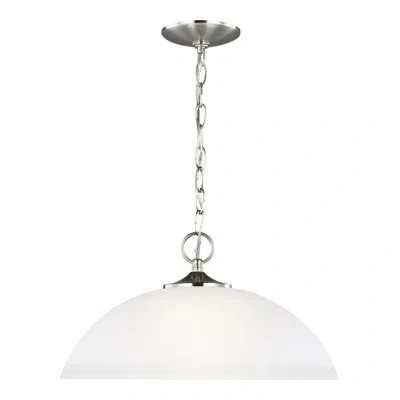 Generation Lighting 1 - Light Single Dome Pendant In Brushed Nickel