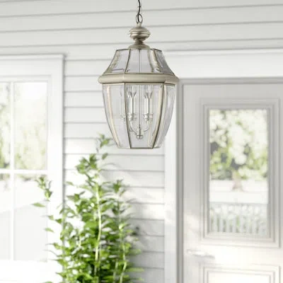Generation Lighting 3 -bulb 20.75'' H Mains Only Outdoor Hanging Lantern In Antique Brushed Nickel