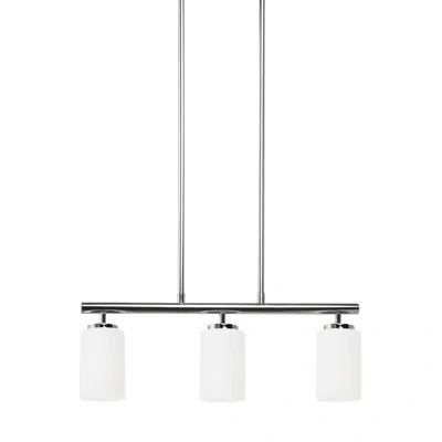 Generation Lighting 3 - Light Kitchen Island Linear Pendant In Chrome