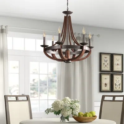 Generation Lighting 6 - Light Candle Style Empire Chandelier With Beaded Accents