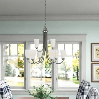 Generation Lighting 9 - Light Shaded Tiered Chandelier In Brushed Nickel