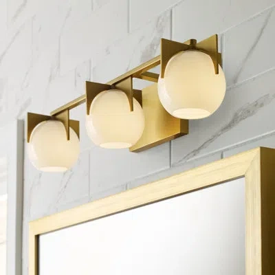 Generation Lighting Abbott 3-light Dimmable Vanity Light In Burnished Brass
