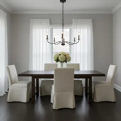 Generation Lighting Abells Traditional Candle-style Dimmable 5-light Chandelier For Dining Room Led Compatible In Midnight Black