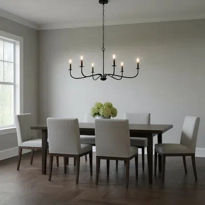 Generation Lighting Abells Traditional Candle-style Dimmable 6-light Chandelier In For Dining Room Led Compatible In Midnight Black