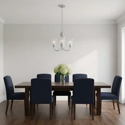 Generation Lighting Aburizik Transitional Dimmable Chandelier With Clear Glass Shades For Dining Room Led Compatible In Brushed Nickel