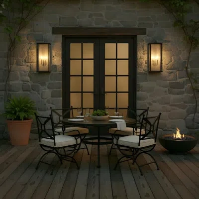 Generation Lighting Audley Traditional Dimmable 3-light Outdoor Fixture With Clear Glass Panels For Outdoor Entryway Led In Textured Black