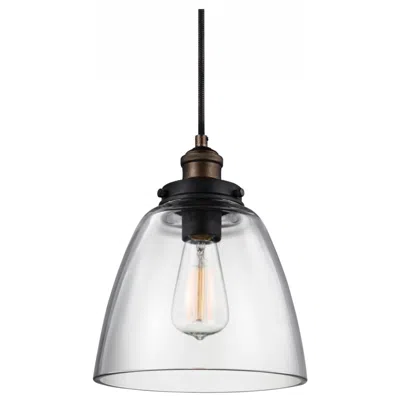 Generation Lighting Baskin 9" Wide Aged Brass Clear Glass Mini Pendant
