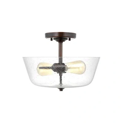 Generation Lighting Belton 2 - Light 15" Simple Bowl Semi Flush Mount In Bronze
