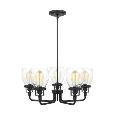 Generation Lighting Belton 5 - Light Candle Style Geometric Chandelier In Midnight Black