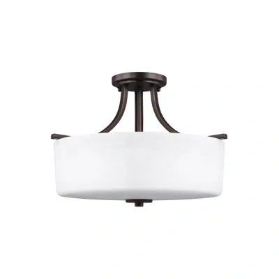 Generation Lighting Canfield 3-light Drum Pendant In Burnt Sienna