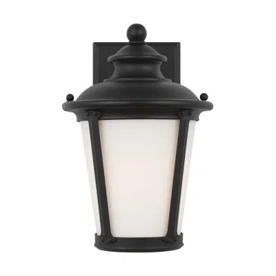 Generation Lighting Cape May Integrated Led Outdoor Wall Lantern In Etched,white Inside Glass Shade,black