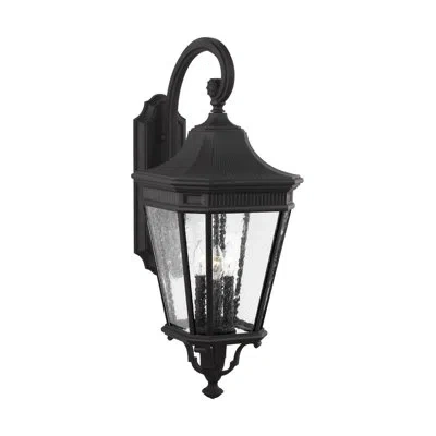 Generation Lighting Cotswold Lane 3 - Bulb Seeded Glass Outdoor Wall Lantern In Black