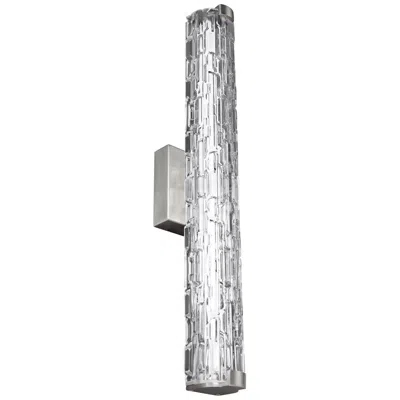Generation Lighting Cutler 24" Satin Nickel Rock Glass Led Bath Light In Gray