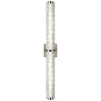 Generation Lighting Cutler 36" Satin Nickel Rock Glass Led Bath Light