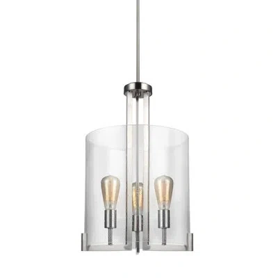 Generation Lighting Dawes 3 - Light Unique / Statement Drum Pendant In Brushed Nickel