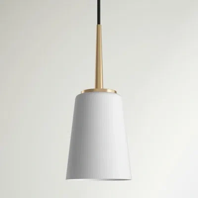 Generation Lighting Driscoll 1 - Light Single Bell Pendant In Satin Brass,cased Opal Etched