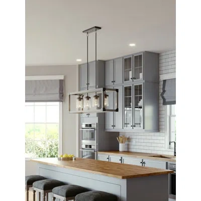 Generation Lighting Dunning 4 - Light Kitchen Island Linear Pendant In Driftwood Gray