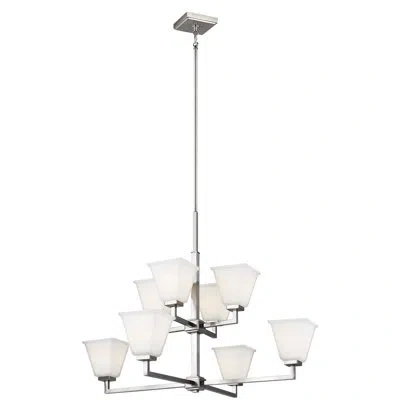 Generation Lighting Ellis Harper 8 - Light Shaded Tiered Chandelier In Brushed Nickel