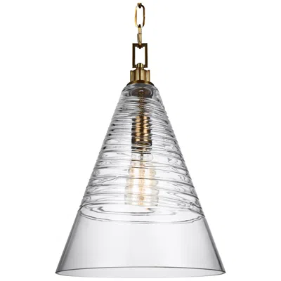 Generation Lighting Elmore 11 3/4" Brass And Glass Cone Mini Pendant