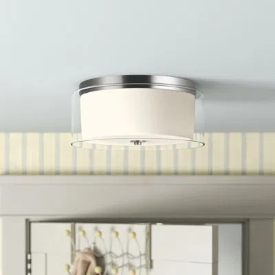 Generation Lighting Elmwood Park 2 - Light 14" Unique/statement Drum Flush Mount In Brushed Nickel