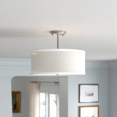 Generation Lighting Elmwood Park 2 - Light 15" Shaded Drum Semi Flush Mount In Brushed Nickel