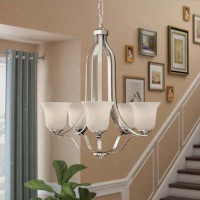 Generation Lighting Emmons 5-light Shaded Empire Chandelier In Brushed Nickel