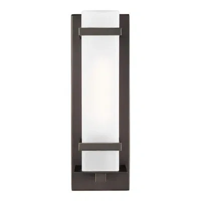 Generation Lighting Frosted Glass Outdoor Flush Mount In Antique Bronze