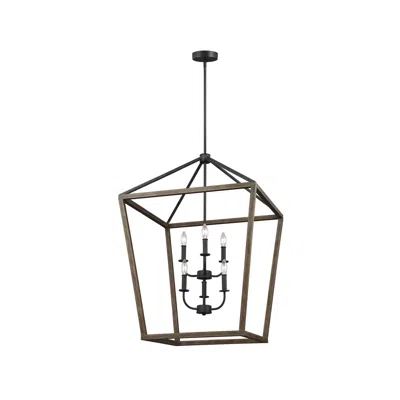 Generation Lighting Gannet 25 1/2" Oak Wood 6-light Pendant Light