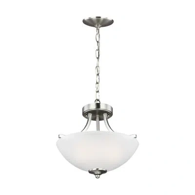 Generation Lighting Geary 2 - Light 13.88" Simple Bowl Semi Flush Mount In Brushed Nickel
