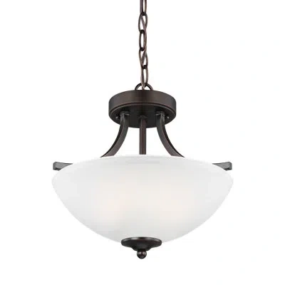 Generation Lighting Geary 2 - Light Single Bowl Pendant In Burnt Sienna