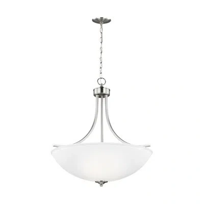 Generation Lighting Geary 3 - Light Unique / Statement Bowl Pendant In Brushed Nickel