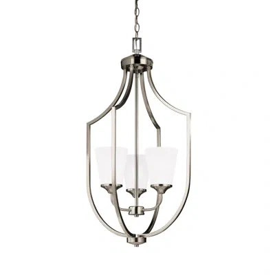 Generation Lighting Hanford 3 - Light Lantern Geometric Chandelier In Brushed Nickel