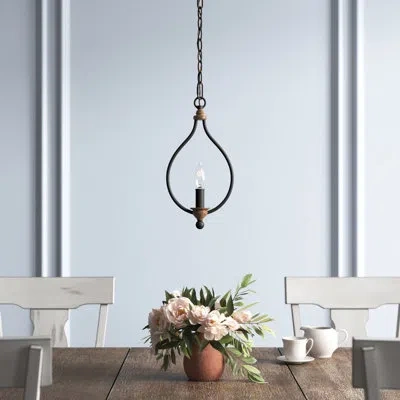 Generation Lighting Hartsville 1 - Light Single Geometric Pendant In Dark Weathered Zinc,weathered Oak
