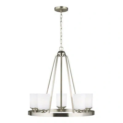 Generation Lighting Kemal 5 - Light Wagon Wheel Chandelier In Brushed Nickel