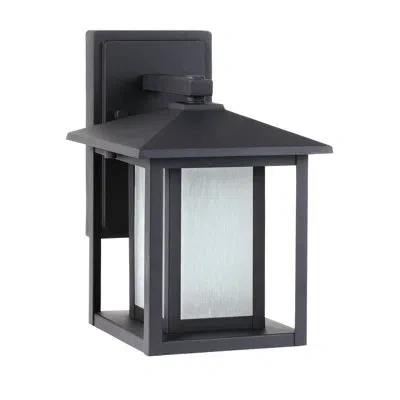Generation Lighting Lindel Seeded Glass Outdoor Wall Lantern In Black