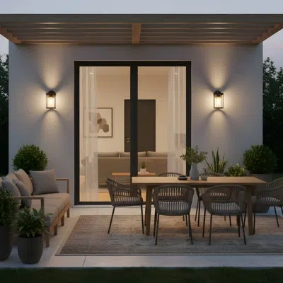 Generation Lighting Luning Modern Dimmable 1-light Outdoor Fixture In Textured With Clear Glass Shade For Outdoor Entryw In Antique Bronze