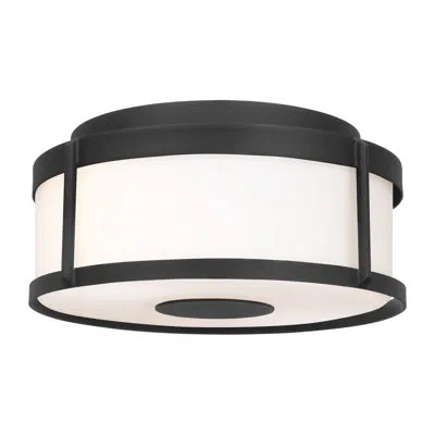 Generation Lighting Luning Modern Dimmable 1-light Outdoor Fixture In With Opal Etched Glass Shade For Outdoor Entryway  In Textured Black