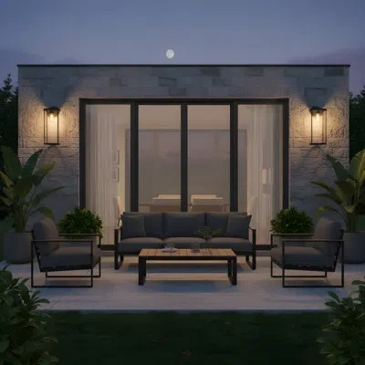 Generation Lighting Luning Modern Dimmable 1-light Outdoor Fixture  With Opal Etched Glass Shade For Outdoor Entryway Le In Clear,textured Black