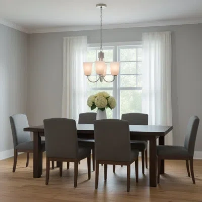 Generation Lighting Mathieson Transitional Dimmable Chandeliel With Etched Glass Painted Inside For Dining Room Led Comp In Brushed Nickel